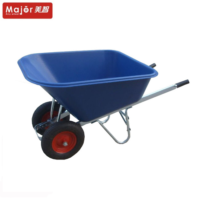 78 Litre Twin Wheel Garden Barrow Green Poly Wheelbarrow