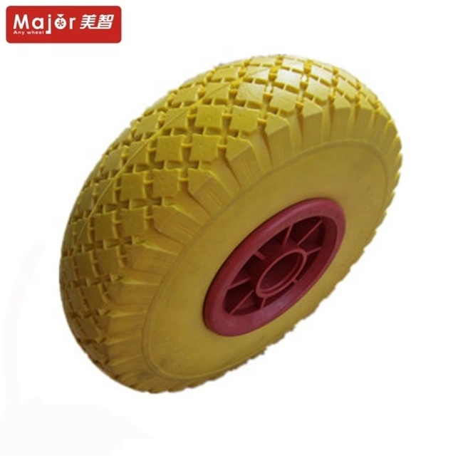 Plastic Rim 10 Inch Flat Free Pu Foam Wheels And Tires For Barrow Trolley Cart