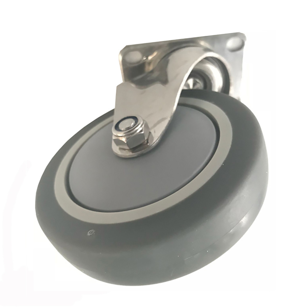 grey rubber small stainless caster wheel 5 inch