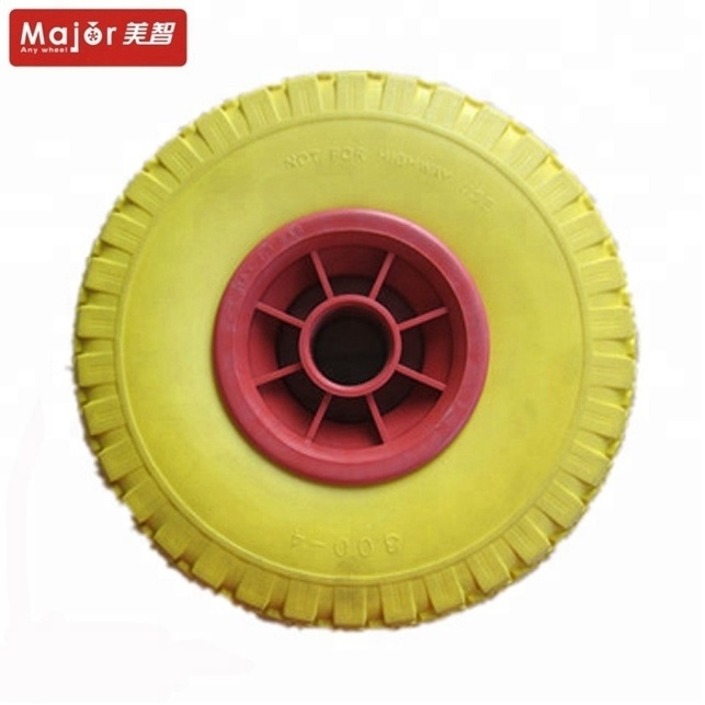 Plastic Rim 10 Inch Flat Free Pu Foam Wheels And Tires For Barrow Trolley Cart