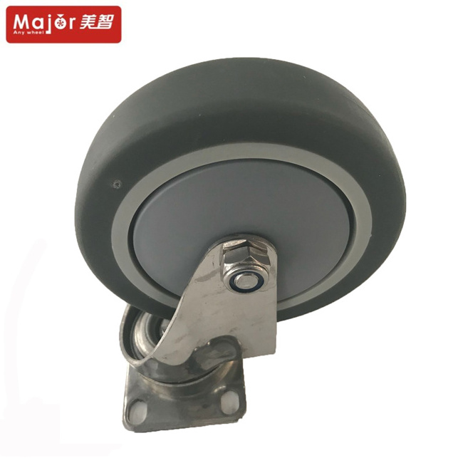 grey rubber small stainless caster wheel 5 inch