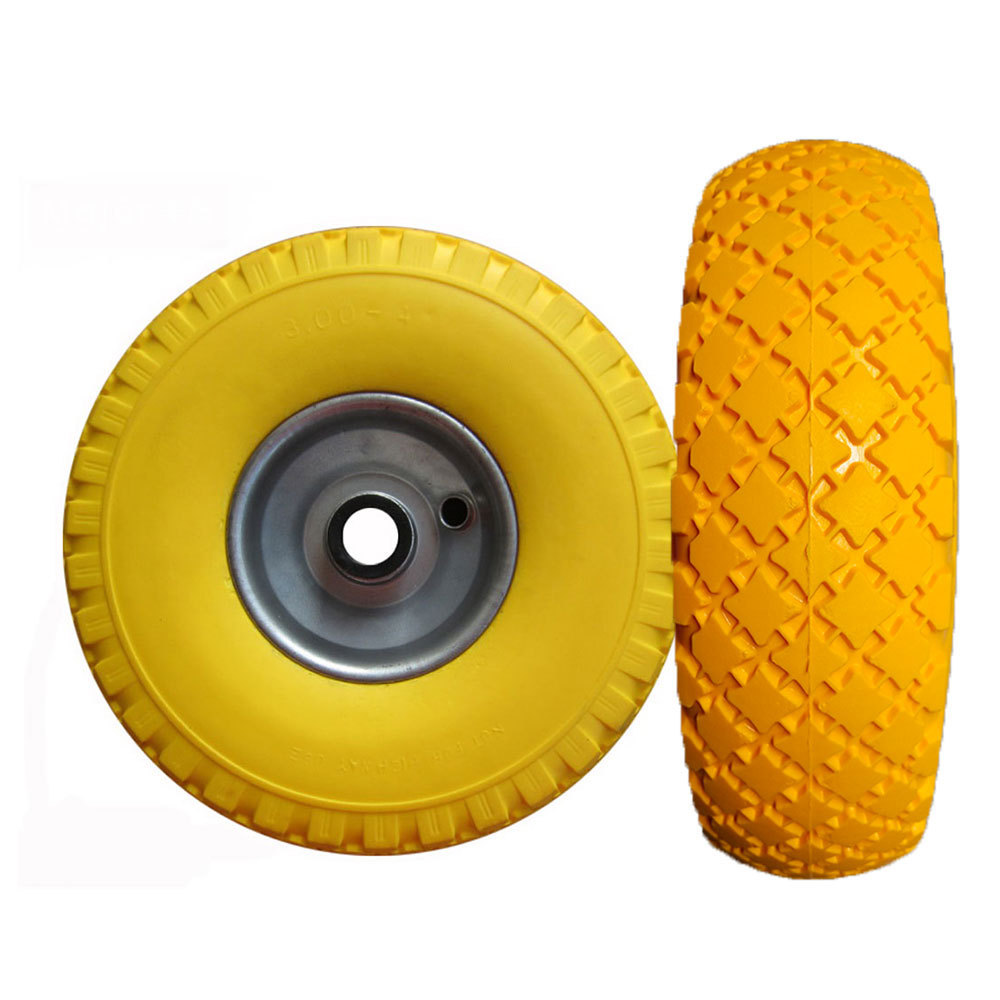 Plastic Rim 10 Inch Flat Free Pu Foam Wheels And Tires For Barrow Trolley Cart