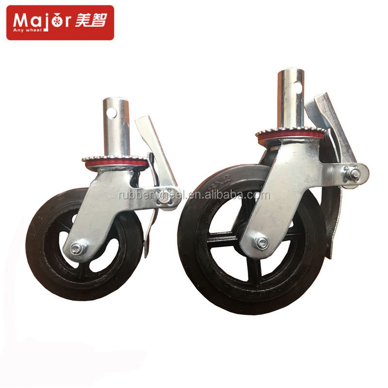 6 inch 150mm Hand truck Heavy Duty Cast Iron Rubber Scaffolding Caster mobile scaffolding caster