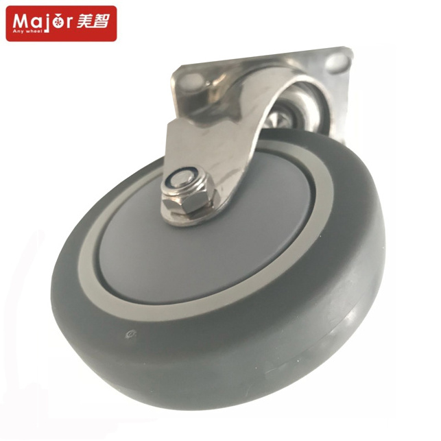 grey rubber small stainless caster wheel 5 inch