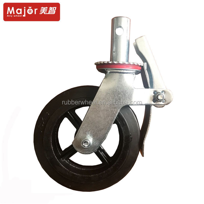 6 inch 150mm Hand truck Heavy Duty Cast Iron Rubber Scaffolding Caster mobile scaffolding caster