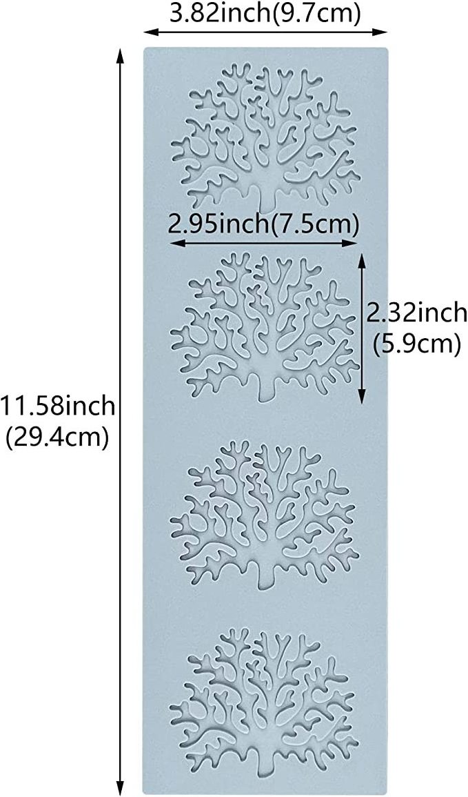 YDS Hollow Tree Leaf Silicone Mold Chocolate Candy Fondant Mold 3D Coral Branch Leaves Cake Fondant Mold