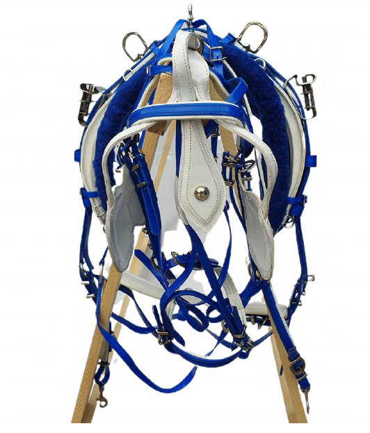 Blue and White Smartly Quick Hitch Horse Harness with Stainless Steel Fitting and Fully interchangeable hook