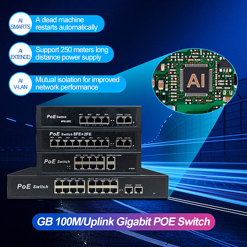 10/100Mbps 8 Port PoE with 2 Uplink Switch Ethernet Switch 48V IEEE802.3 af/at Power poe Switch Pcb Board Media Converter