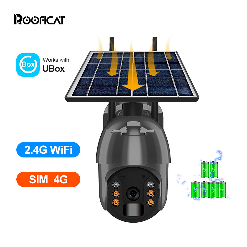 Wifi 1080p Ubox Ptz 4g Solar Camera 360 Degree Rotate Outdoor Waterproof Motion Detection Battery Audio Solar Camera