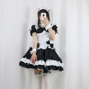 Japanese Maid Cos Uniform Lovely Girl Student Lolita Dress Sweet Style Cute Cat Cafe Princess Dresses Harajuku Kawaii Lingerie