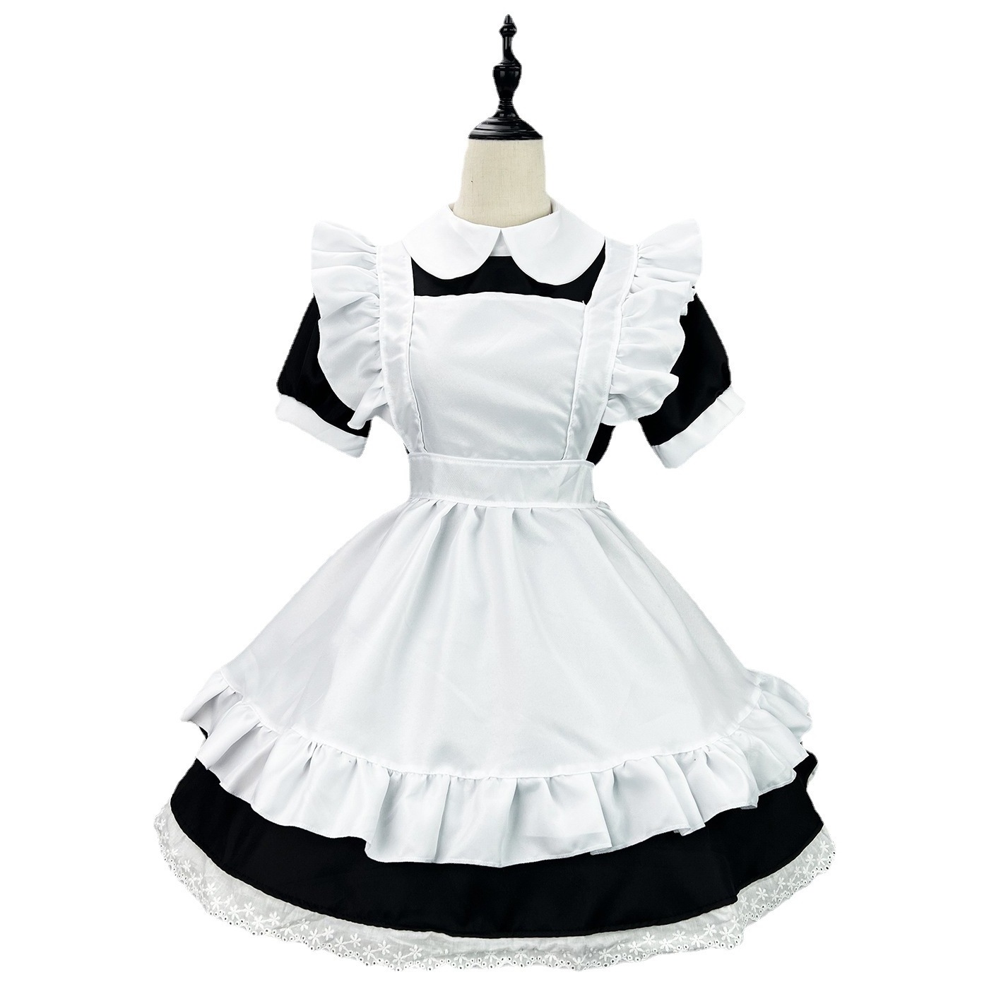 Classic Maid Anime Cosplay Costume Black White Plus Size Apron Maid Cat Girl Outfits Party Princess Lolita Dress