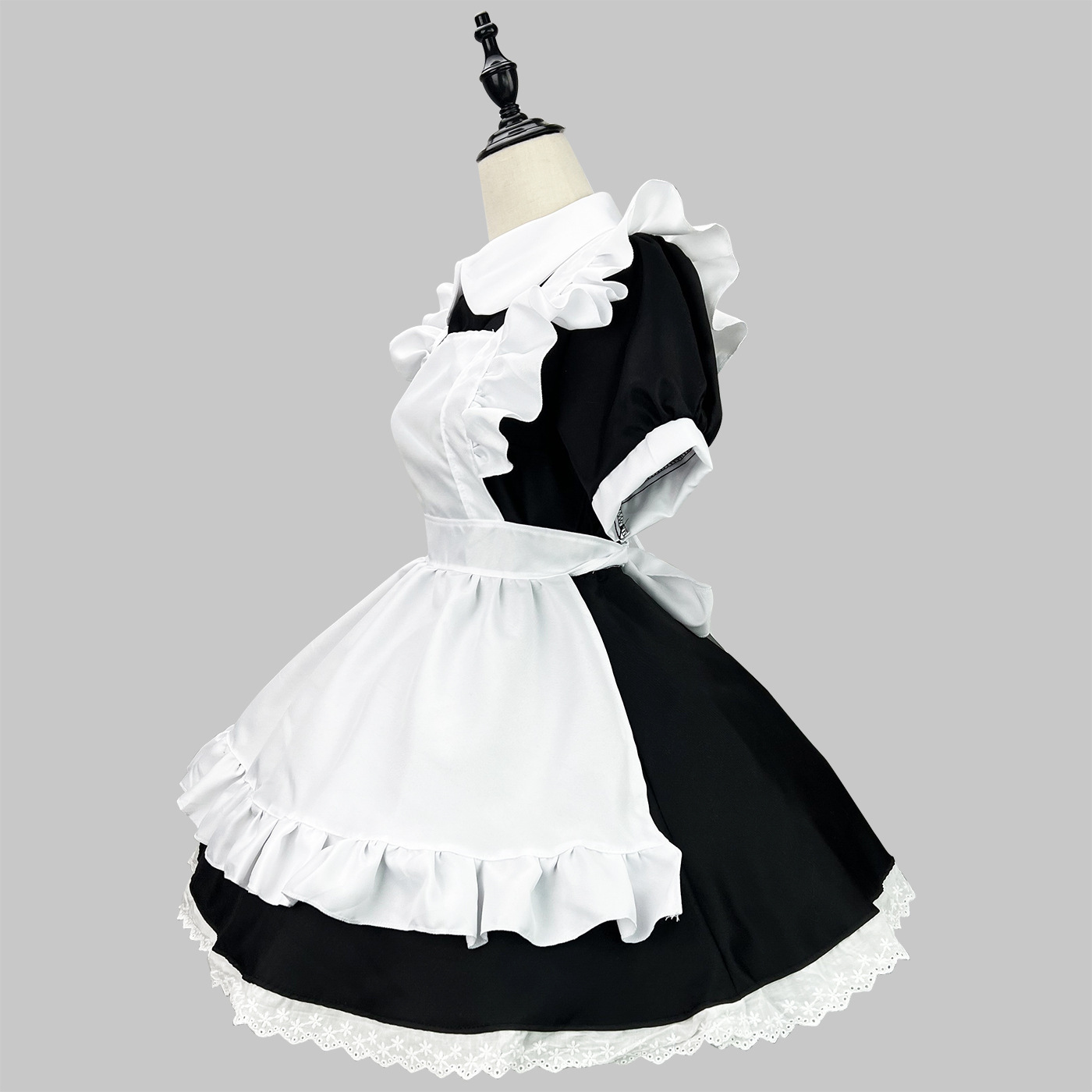 Classic Maid Anime Cosplay Costume Black White Plus Size Apron Maid Cat Girl Outfits Party Princess Lolita Dress