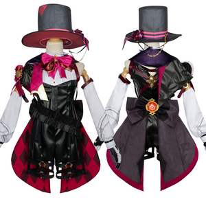 Genshin Impact Cosplay Costume Kawaii Magician Leather Uniform Dress Short Hair Skirt Glove Outfit With Wig