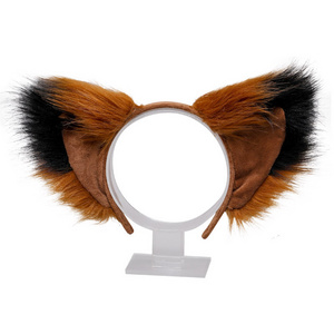 Cosplay Ears Tails Set Fox Fur Plush Headband Black White Panda Color Brown Adult Party Headwear Tails Cosplay Prop