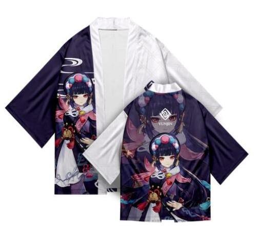 Genshin Impact All Cosplay Kimono Costume Xiao Skull Klee Qiqi Printed Short Sleeve Party Cloak