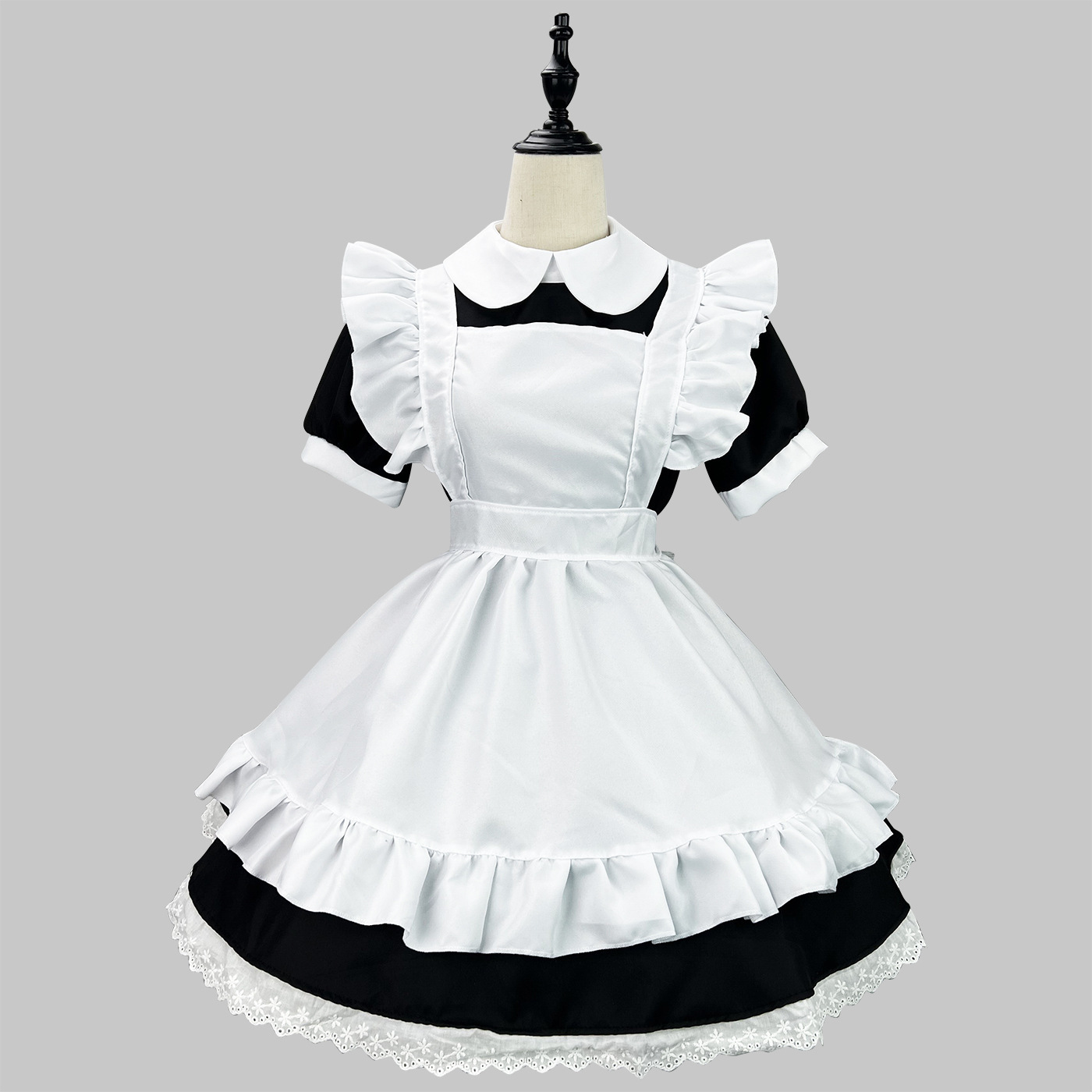 Classic Maid Anime Cosplay Costume Black White Plus Size Apron Maid Cat Girl Outfits Party Princess Lolita Dress