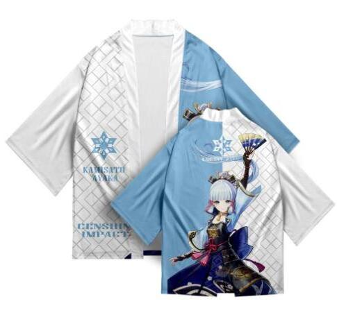 Genshin Impact All Cosplay Kimono Costume Xiao Skull Klee Qiqi Printed Short Sleeve Party Cloak