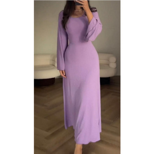 Women Medieval Bandage Round Neck Dress Slim Fit Long Sleeve Autumn Winter Dress Femme Street Wear Ankle-Length Dress Vestido