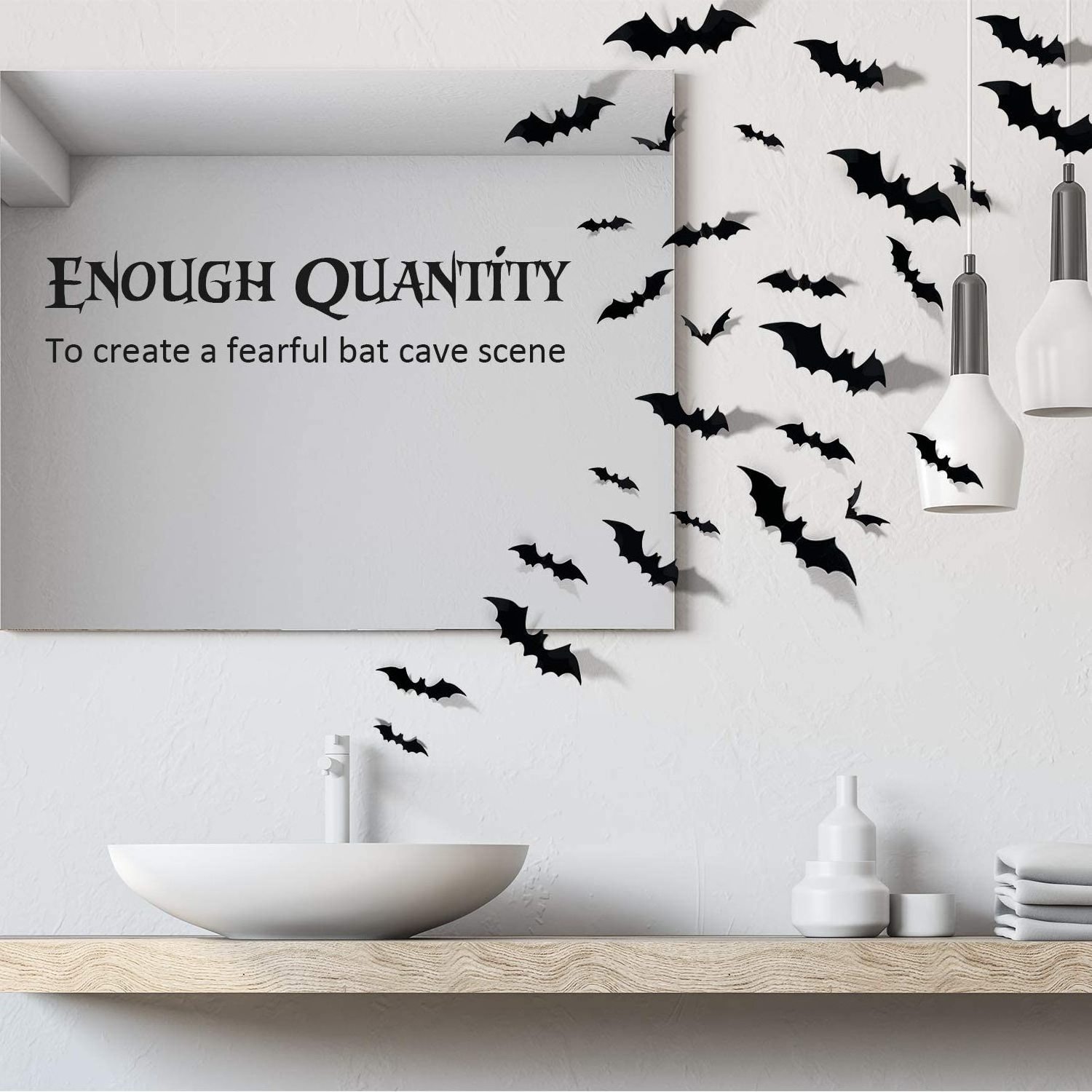 Halloween 3D bat decoration PVC horror black bat stickers home decoration DIY Wall Decal indoor Halloween party supplies