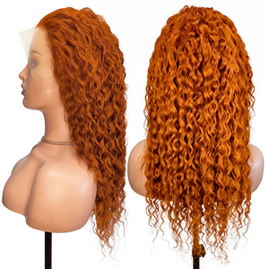 Ginger Orange 350 Color 13x4 Lace Frontal Wig Water Wave 100% Human Hair Wigs Remy Brazilian Hair Pre Plucked Lace Front Wigs