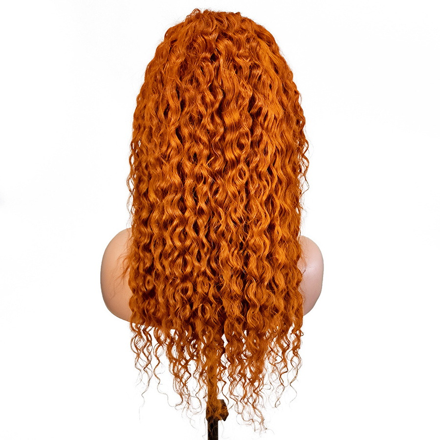 Ginger Orange 350 Color 13x4 Lace Frontal Wig Water Wave 100% Human Hair Wigs Remy Brazilian Hair Pre Plucked Lace Front Wigs