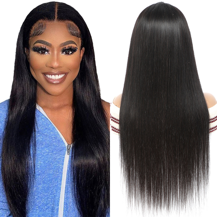 30 Inch Bone Straight Human Hair Wig Mongolian Hair Straight Lace Front Wigs Pre Plucked 100% Human Hair Wigs For Black Women