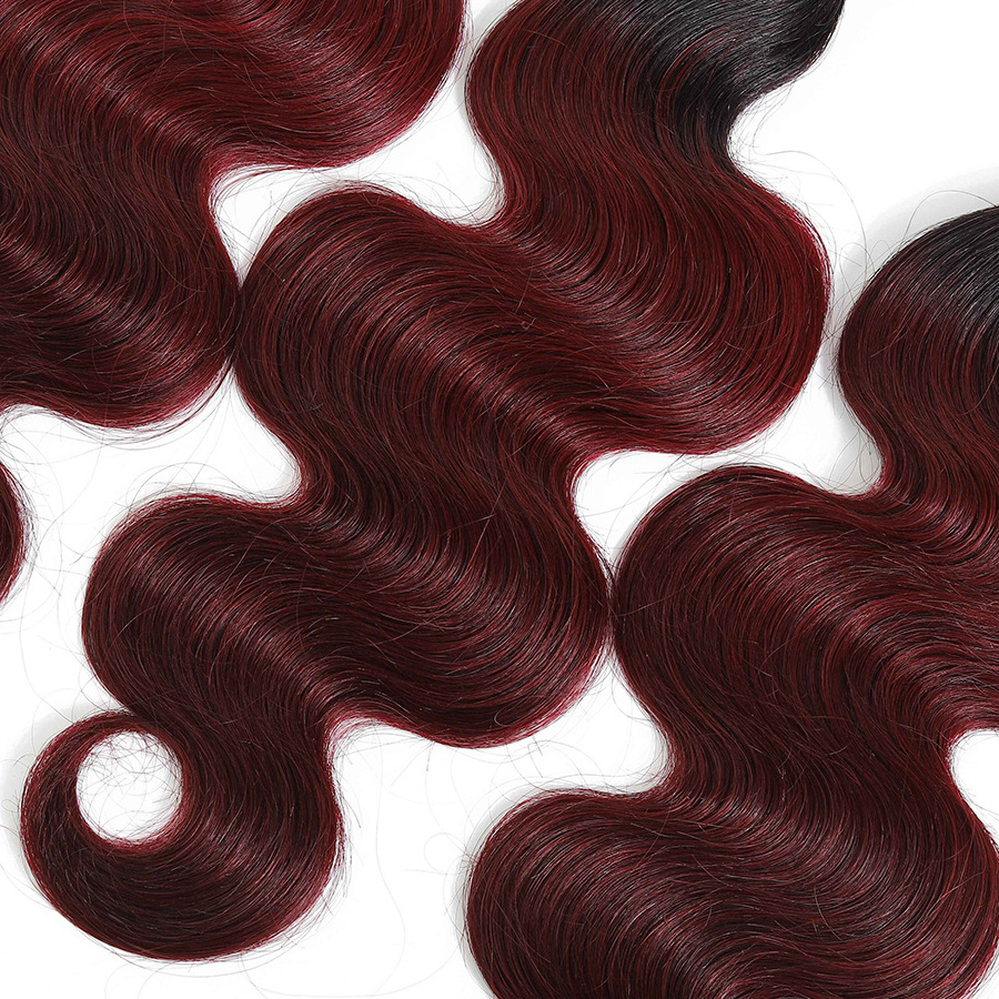 Cheap Brazilian Hair Bundles 10A Grade Unprocessed Virgin Hair Vendors 1B/99J Red Wine Color Body Wave RUBE Hair