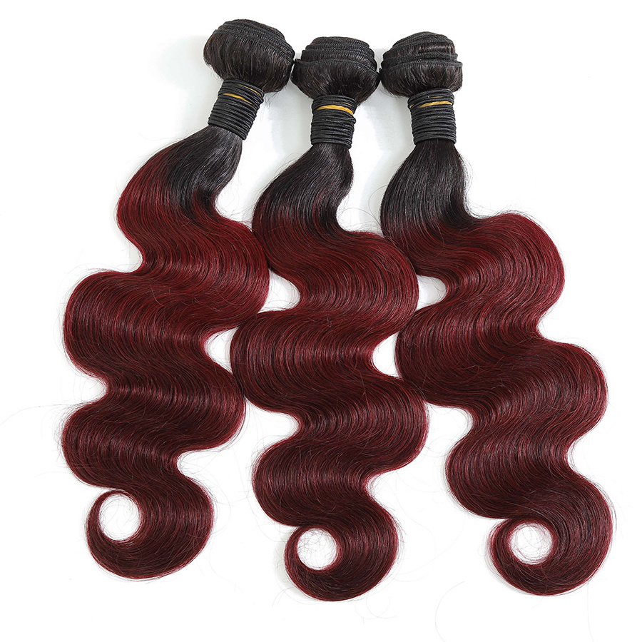 Cheap Brazilian Hair Bundles 10A Grade Unprocessed Virgin Hair Vendors 1B/99J Red Wine Color Body Wave RUBE Hair