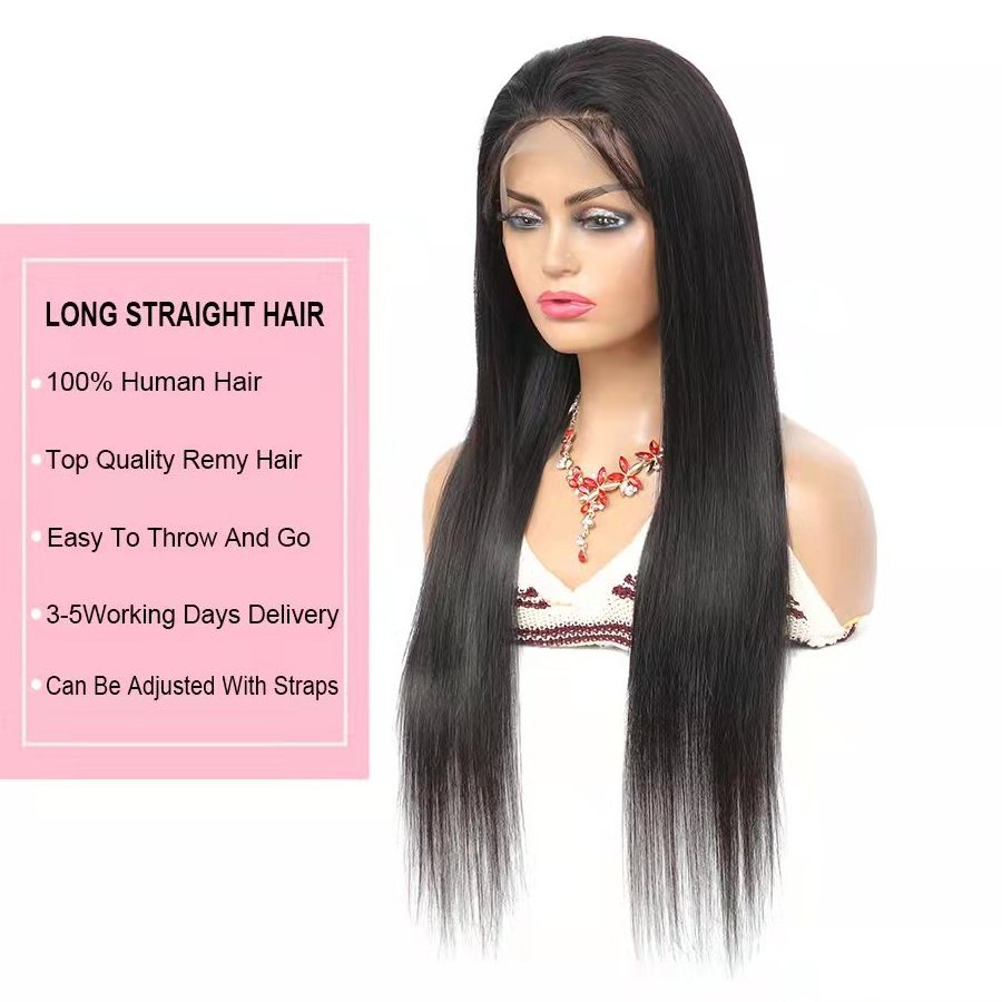 30 Inch Bone Straight Human Hair Wig Mongolian Hair Straight Lace Front Wigs Pre Plucked 100% Human Hair Wigs For Black Women