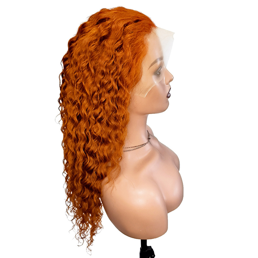 Ginger Orange 350 Color 13x4 Lace Frontal Wig Water Wave 100% Human Hair Wigs Remy Brazilian Hair Pre Plucked Lace Front Wigs