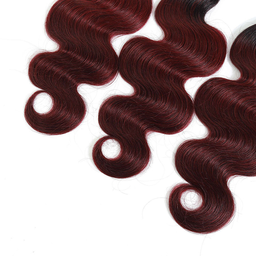 Cheap Brazilian Hair Bundles 10A Grade Unprocessed Virgin Hair Vendors 1B/99J Red Wine Color Body Wave RUBE Hair