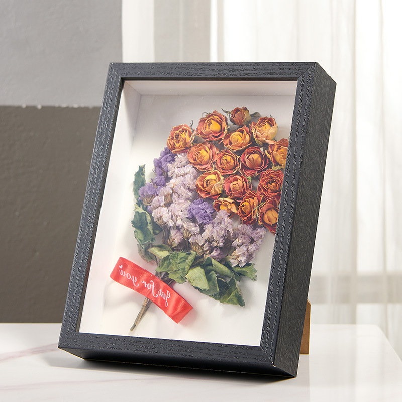 High Quality Wholesale 5x7 8x10 A4 Picture Display Black Solid Wood Deep Shadow Box Frame