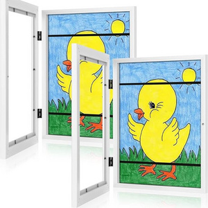 Front Opening Changeable Children Art Frame Storage  Kids Art Display Wood Picture Frame