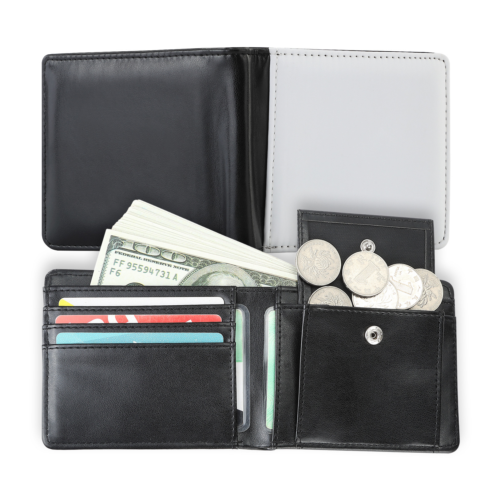 RubySub Single Side PU Wallet Sublimation Blank Wallet Men's Short Wallet with Pocket