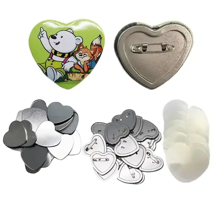 Heart Shape Button Maker Kit Badge Making Machine+Paper Cutter+100Sets Badge Buttons