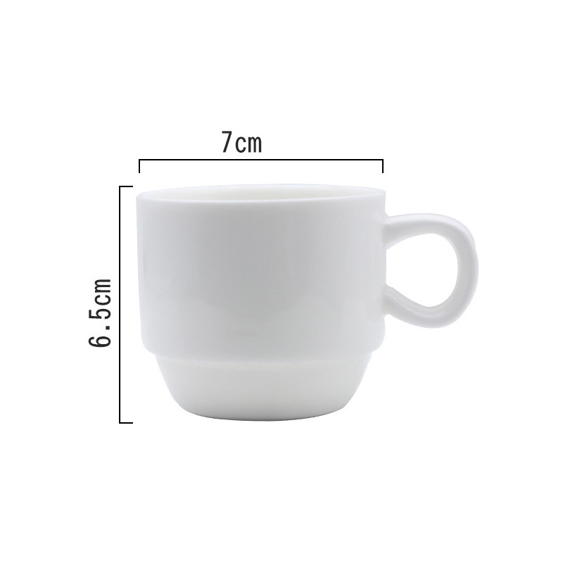 Stone Ceramic 4pcs/set Sublimation Coffee Cup White Porcelain Tea Cup with Metal Frame