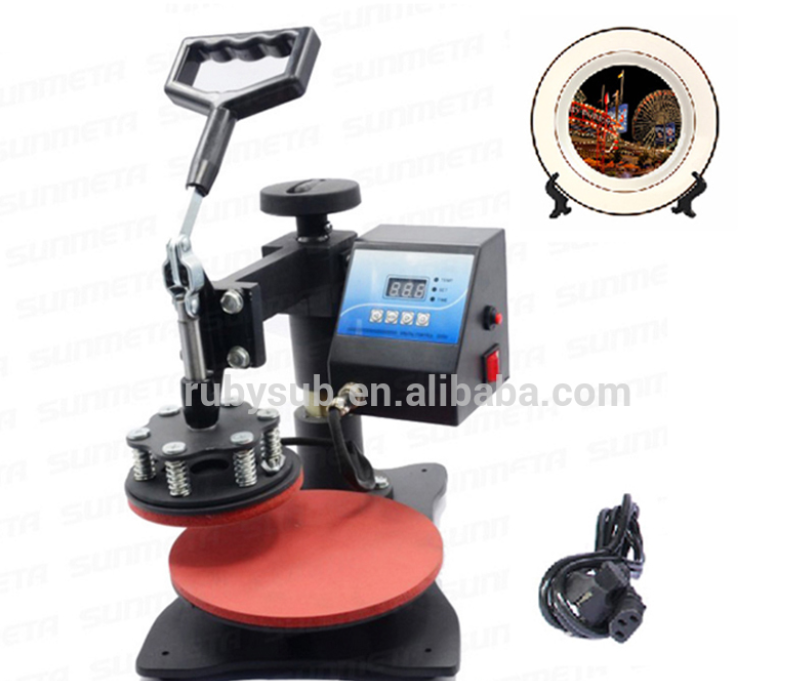 Plates Sublimation Transfer Heat Press Machine Digital Swing Away Heat Press Machine for 8 Inch Plate 11cm Diameter