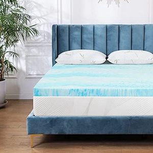 Modern Design Memory Foam Mattress Topper 2 Inch Gel Swirl Memory Foam Soft Bed Topper Light Blue Single Organic Mattress