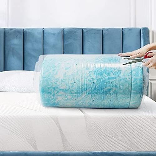 Modern Design Memory Foam Mattress Topper 2 Inch Gel Swirl Memory Foam Soft Bed Topper Light Blue Single Organic Mattress