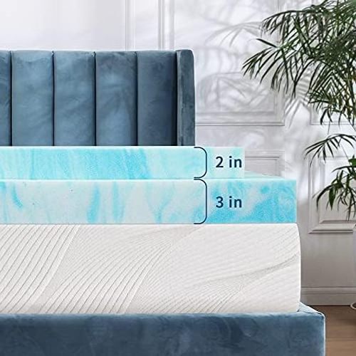 Modern Design Memory Foam Mattress Topper 2 Inch Gel Swirl Memory Foam Soft Bed Topper Light Blue Single Organic Mattress