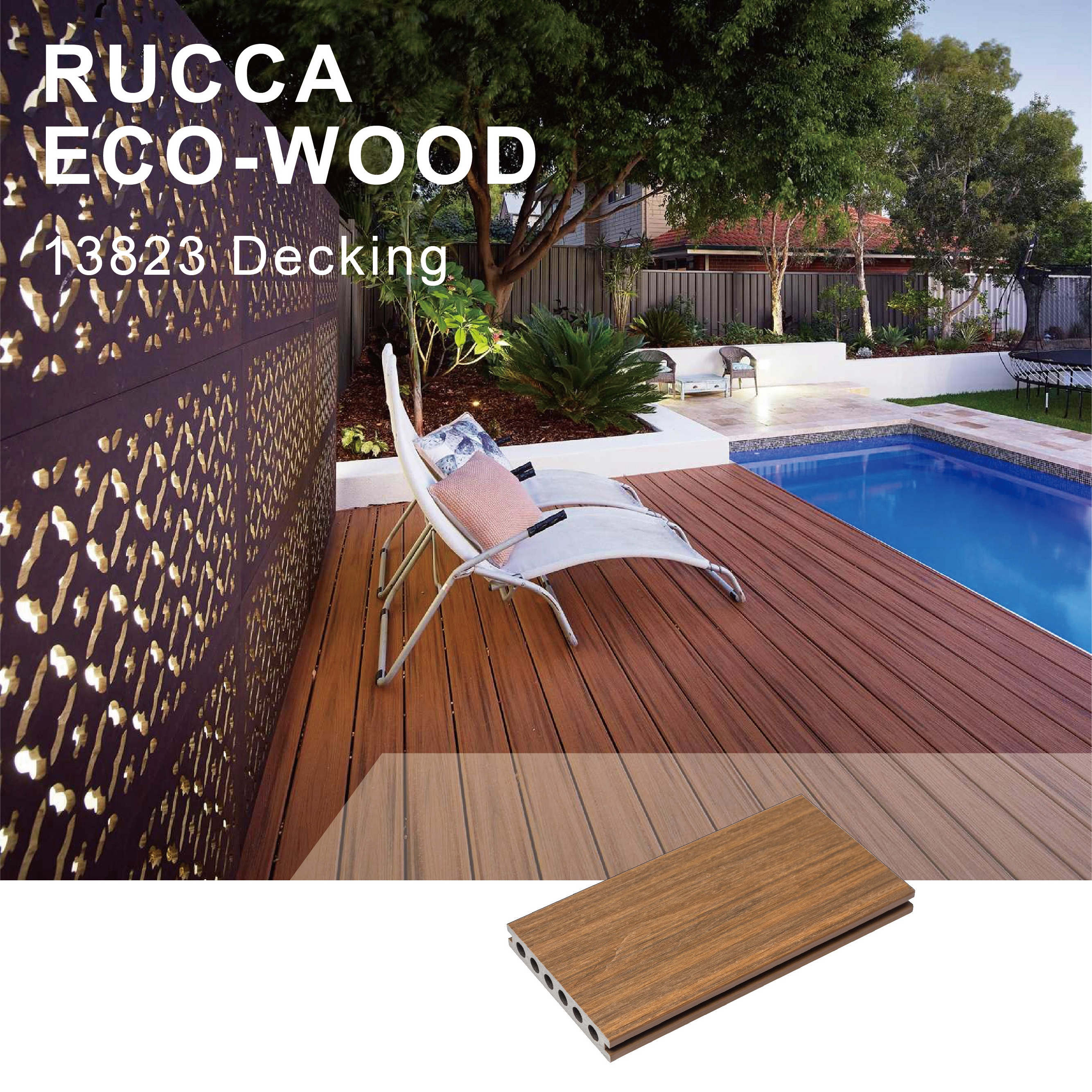 RUCCA Engineered Flooring 138*23mm Outdoor Wood Plastic Composite WPC Decking