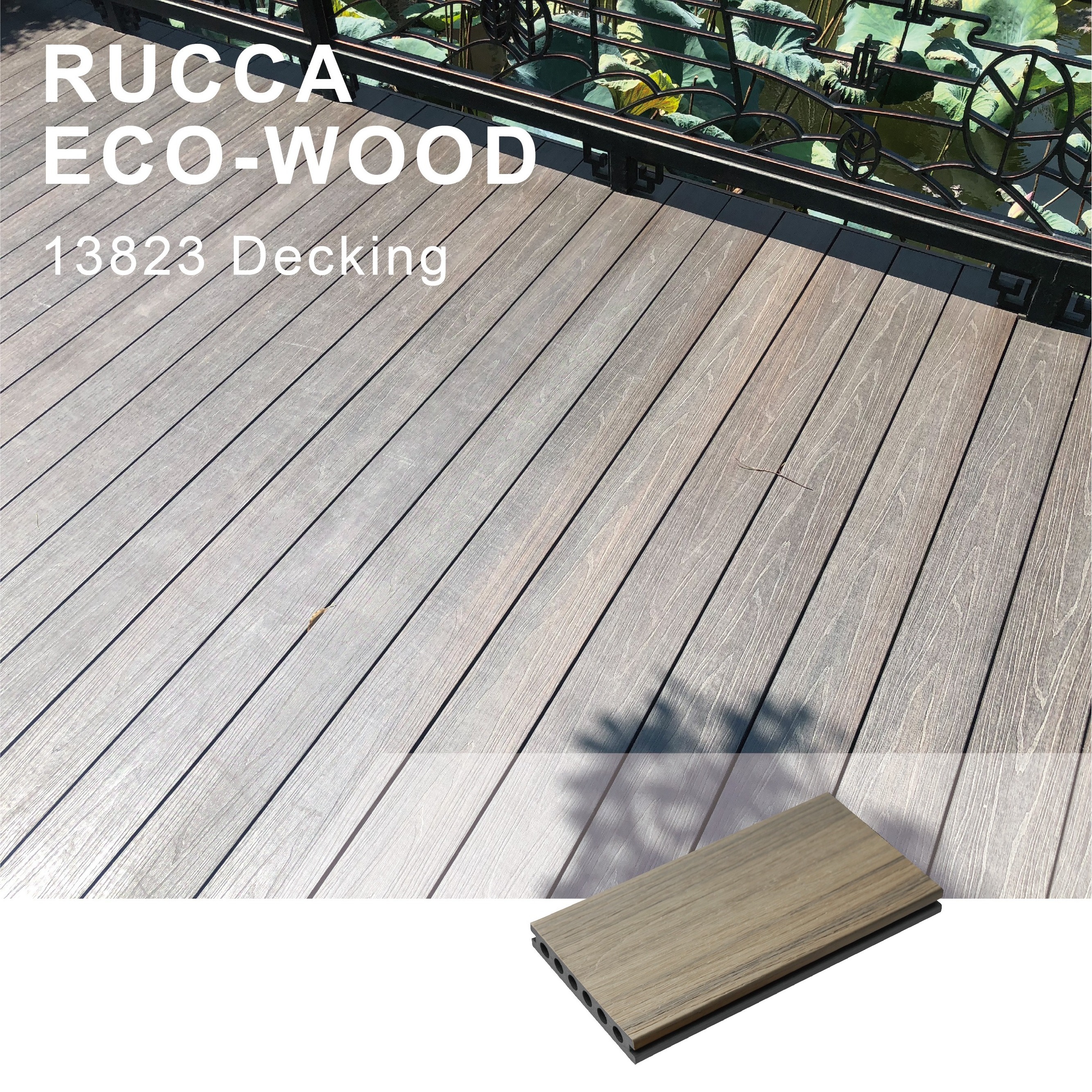 Rucca 2020 NEW wood plastic composite decking, good price wpc flooring, eco-friendly pvc anti-uv flooring 138*23mm