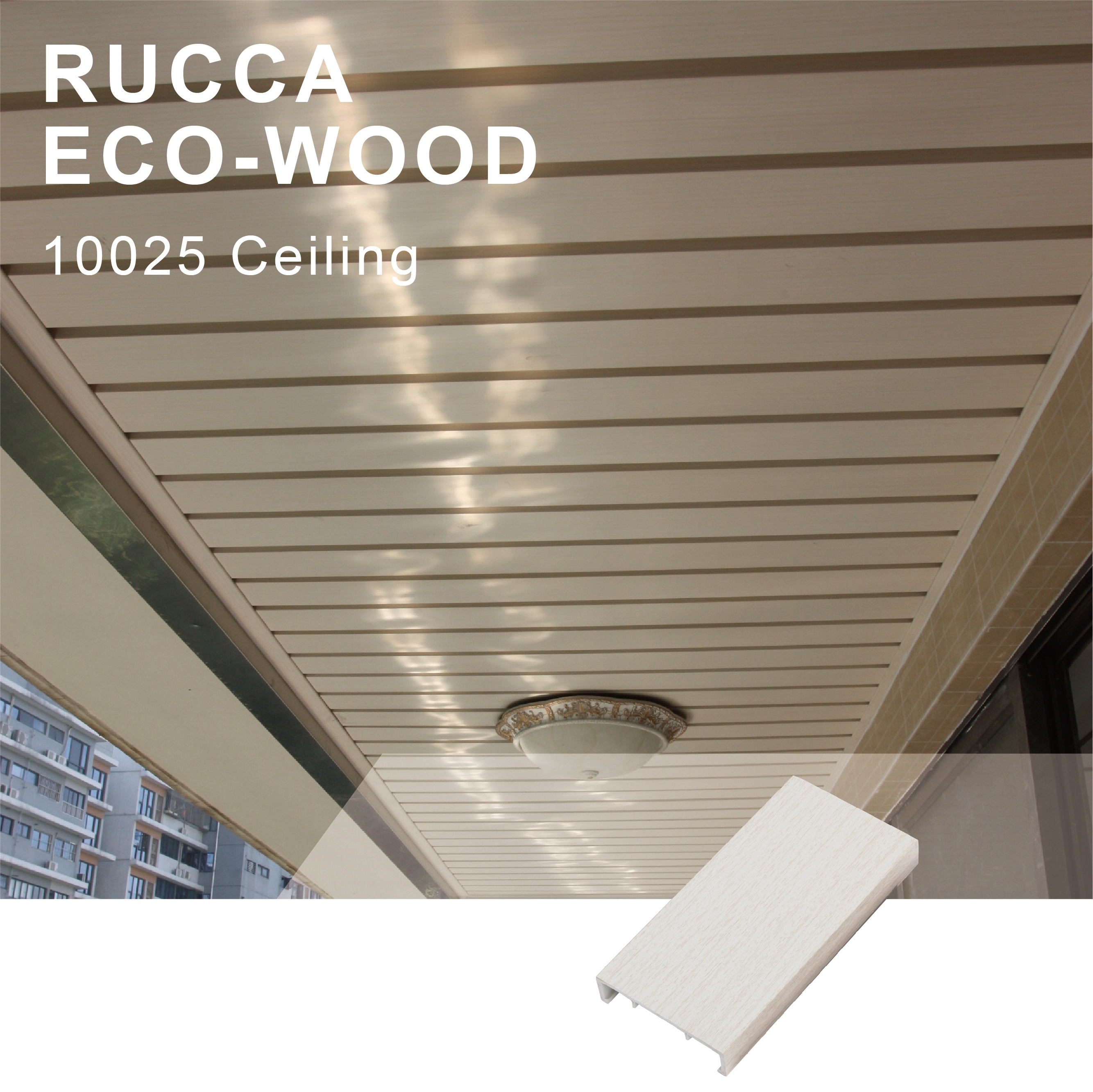 WPC Waterproof Suspended Ceiling For Outdoor Balcony Ceiling 100X25mm