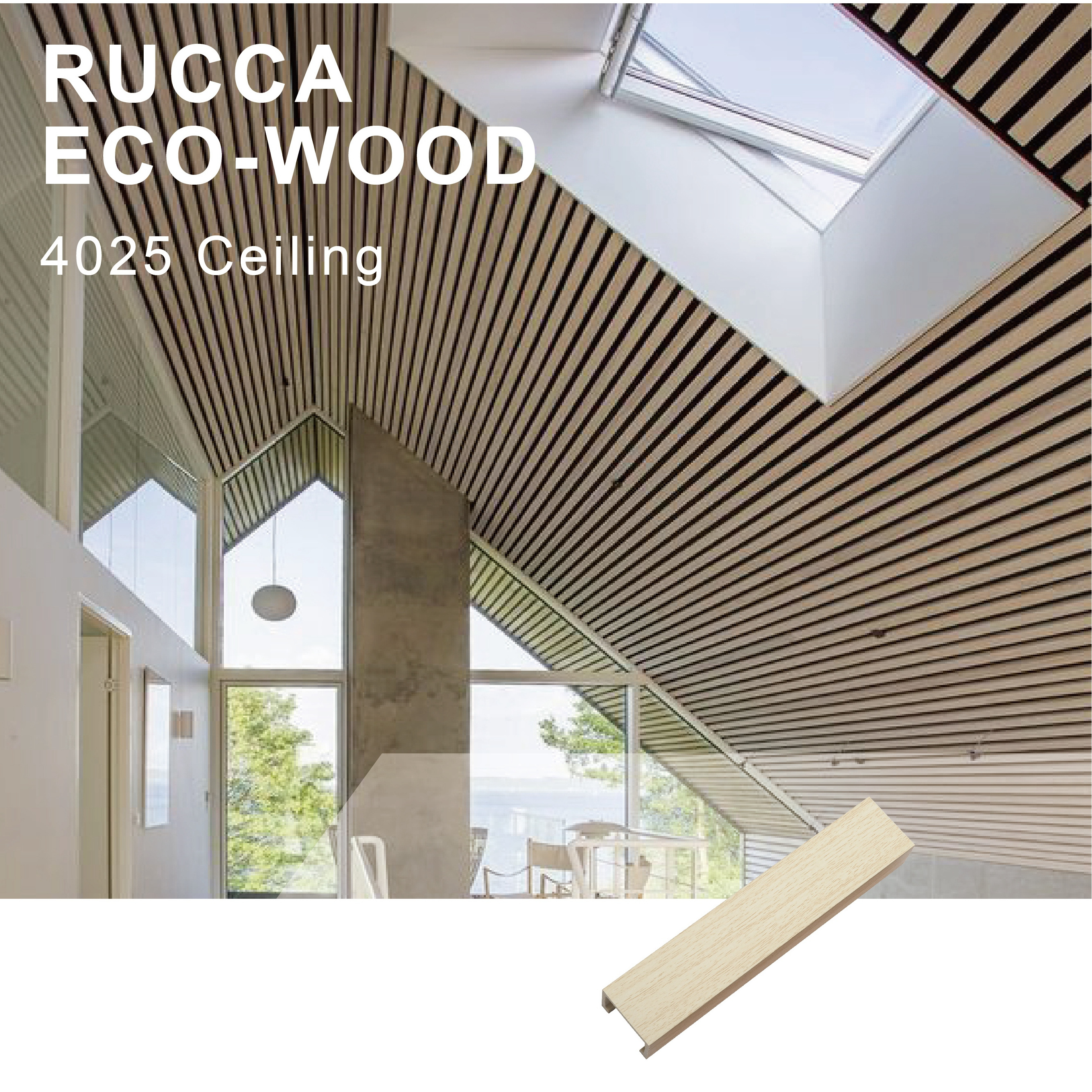 Rucca Decorative Ceiling Wood PVC Plastic Composite False Ceiling for Interior Suspended Decoration Hall Ceiling Panels Design