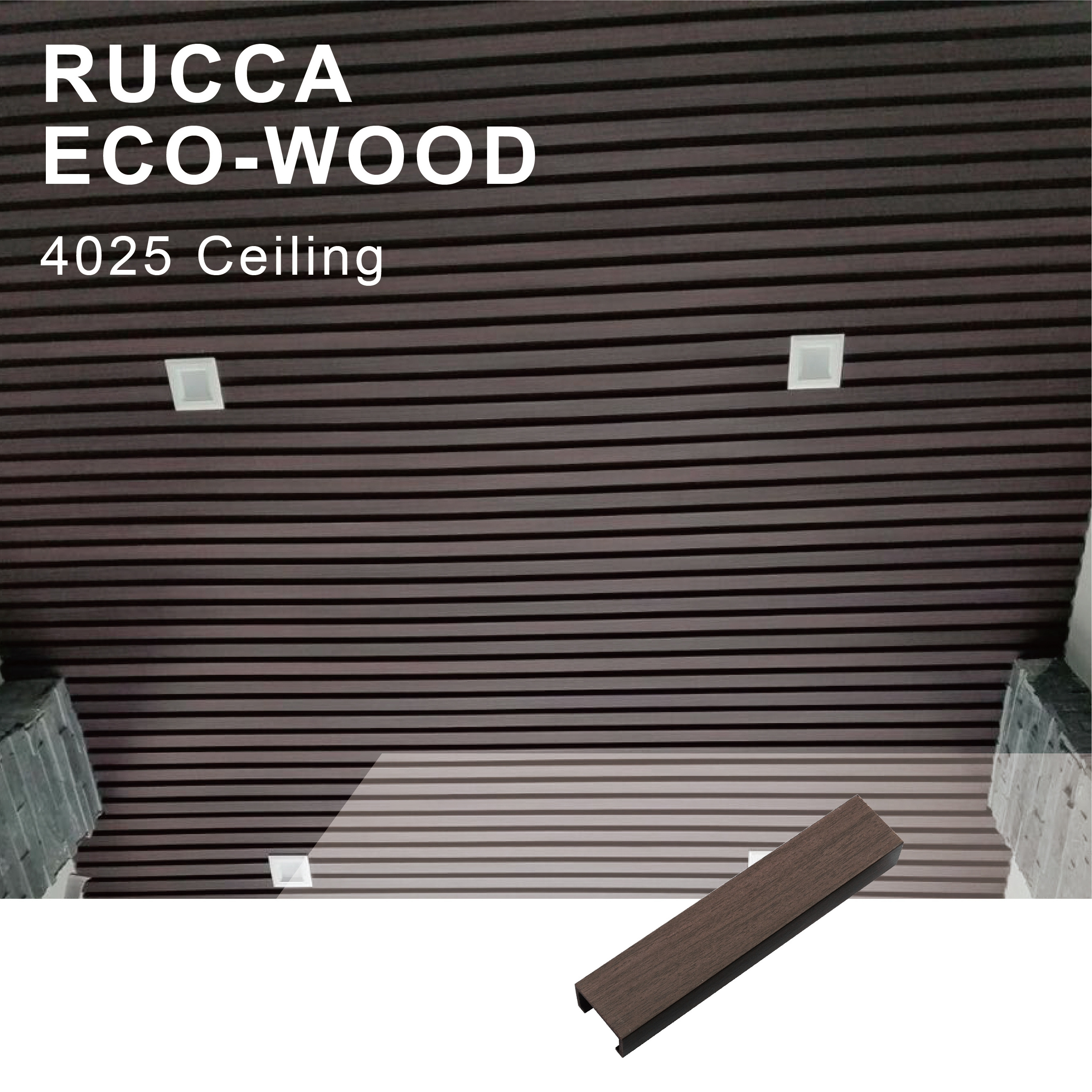 Rucca Decorative Ceiling Wood PVC Plastic Composite False Ceiling for Interior Suspended Decoration Hall Ceiling Panels Design