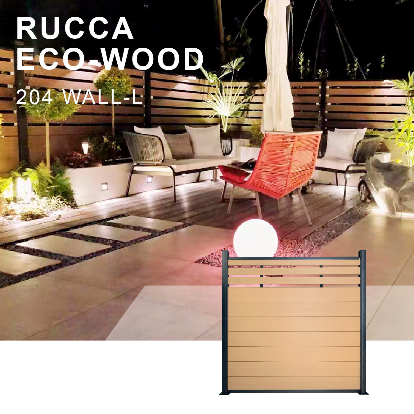 RUCCA Fence Composite Wood Garden Wpc Fence Panels Low Maintenance Full And Half Privacy Fence