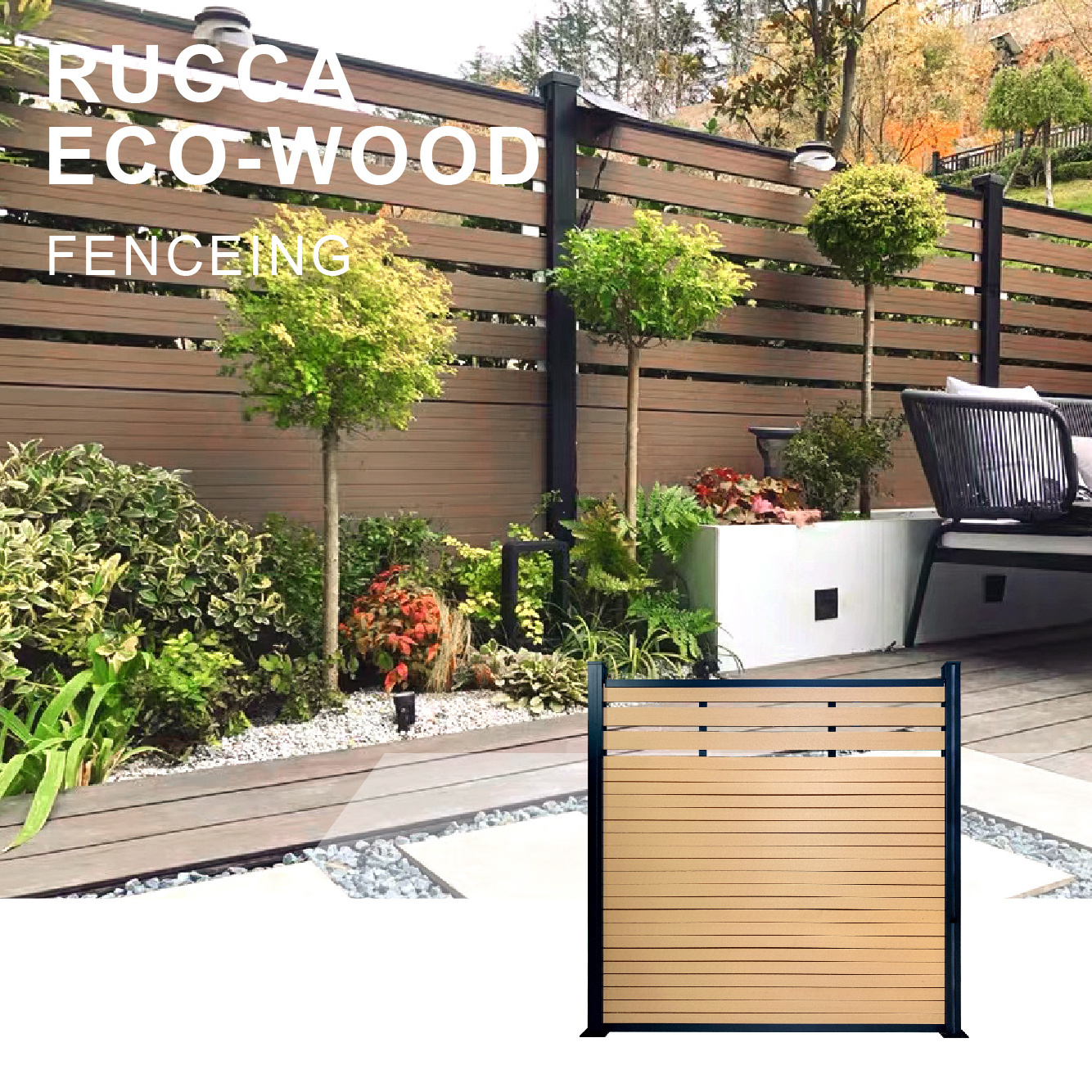 Free Maintenance Wooden Plastic Composite Easy Installation Composite Fence Panel Wpc Garden Fence