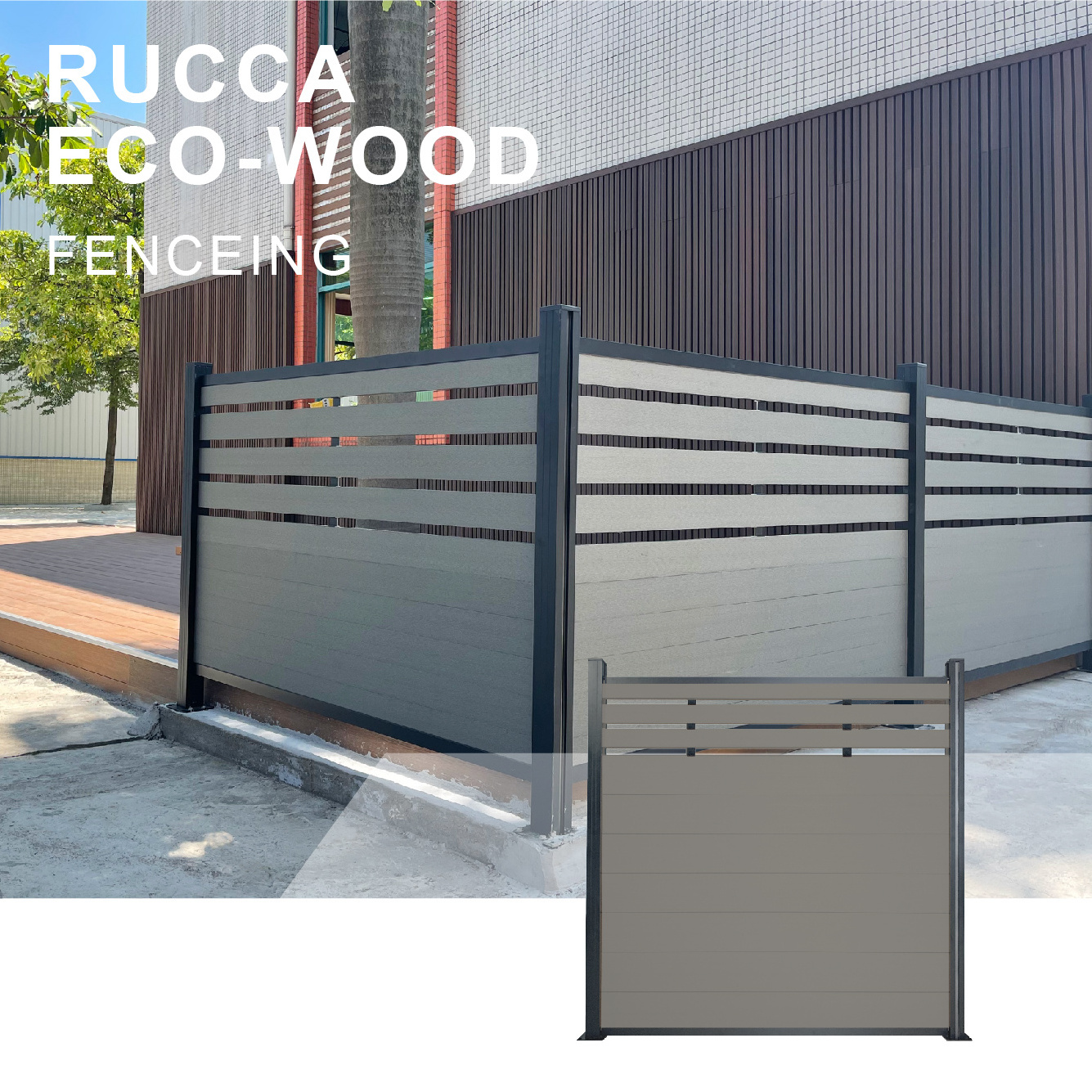 RUCCA Fence Composite Wood Garden Wpc Fence Panels Low Maintenance Full And Half Privacy Fence