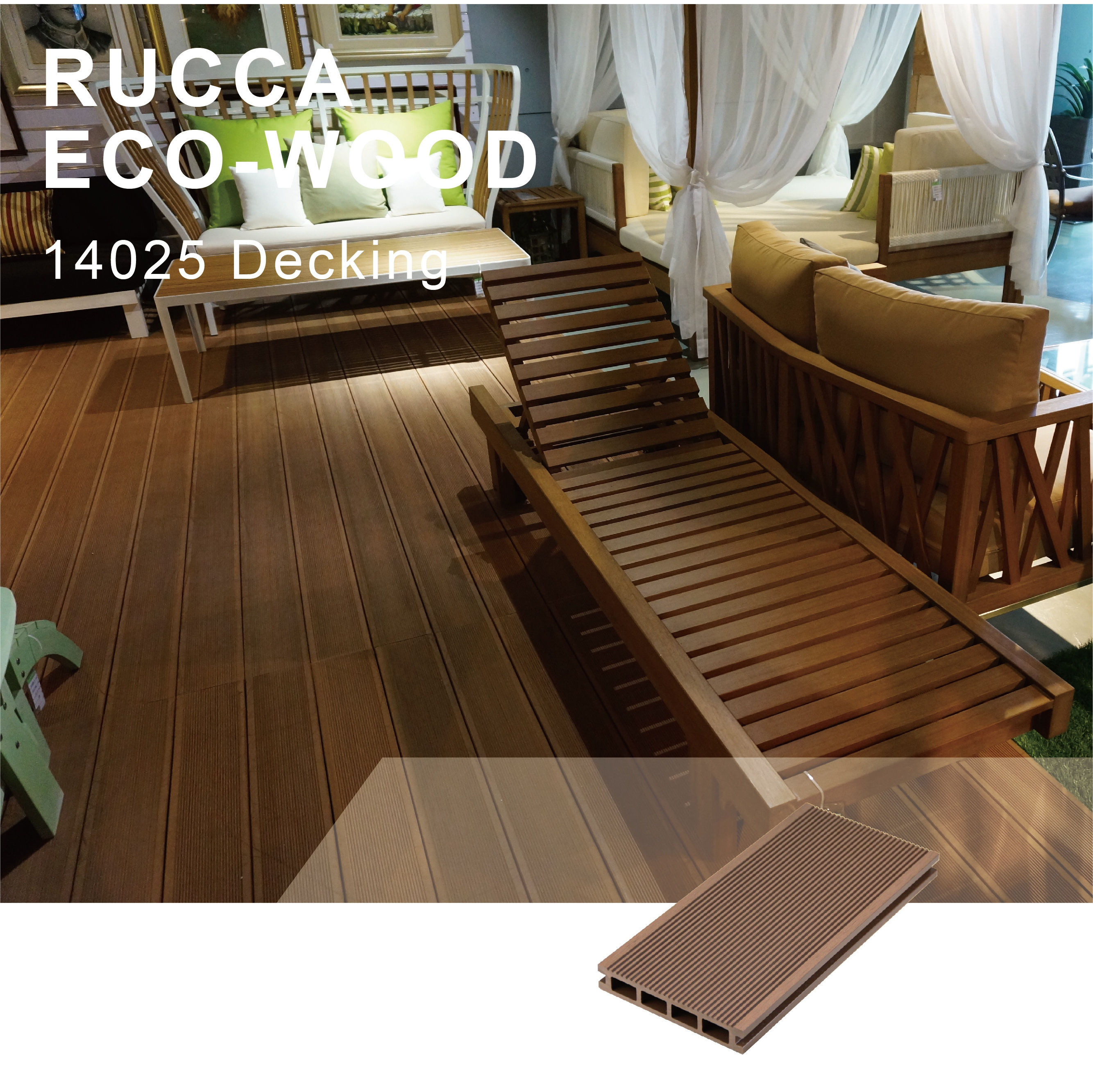 Hot Sale Rucca WPC Terrasse Wood Plastic Composite Outdoor Flooring Decking