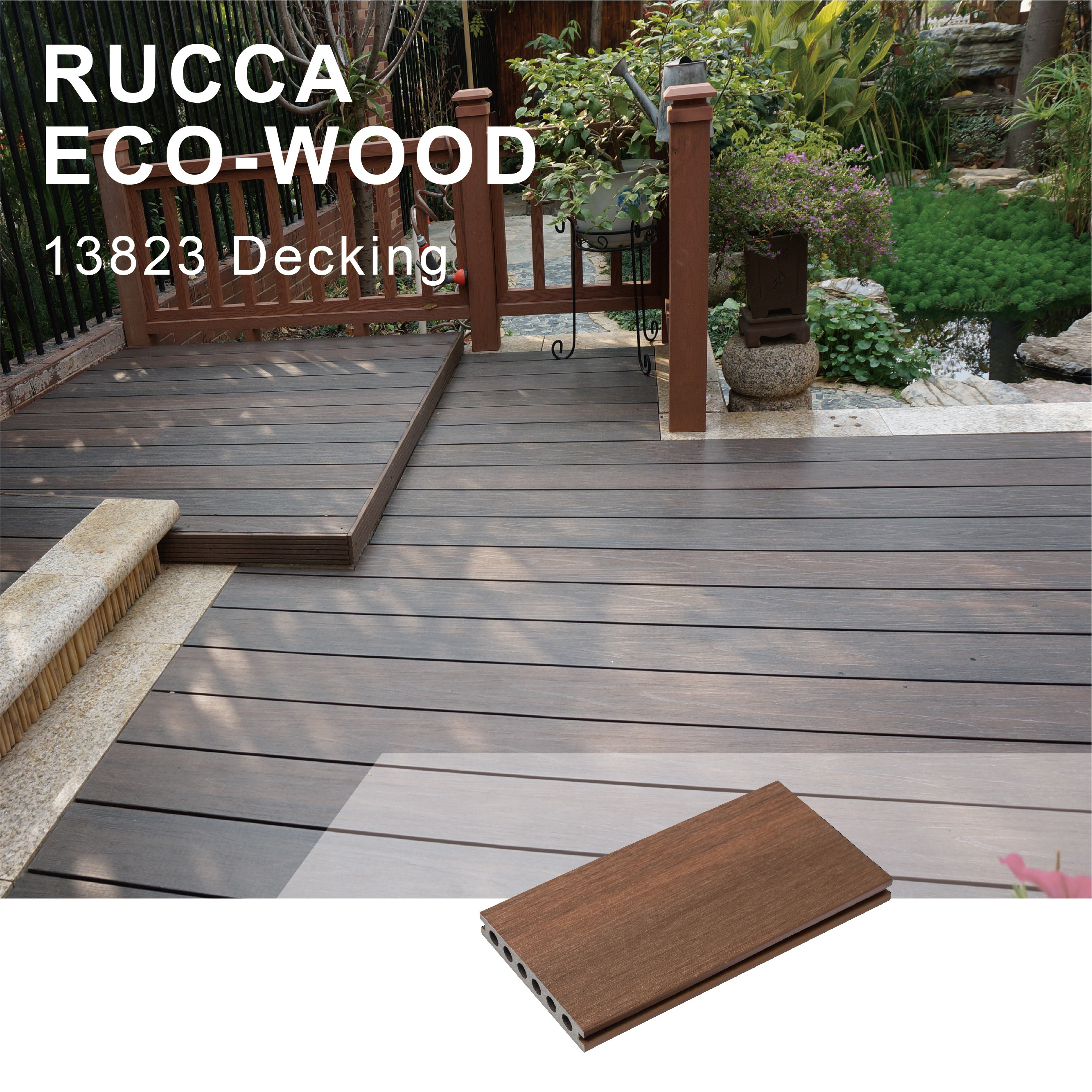 Weather Resistant 138*23 Water Proof Long Lasting Wood Plastic Deck Composite Decking Boards Flooring For Outdoor Patio